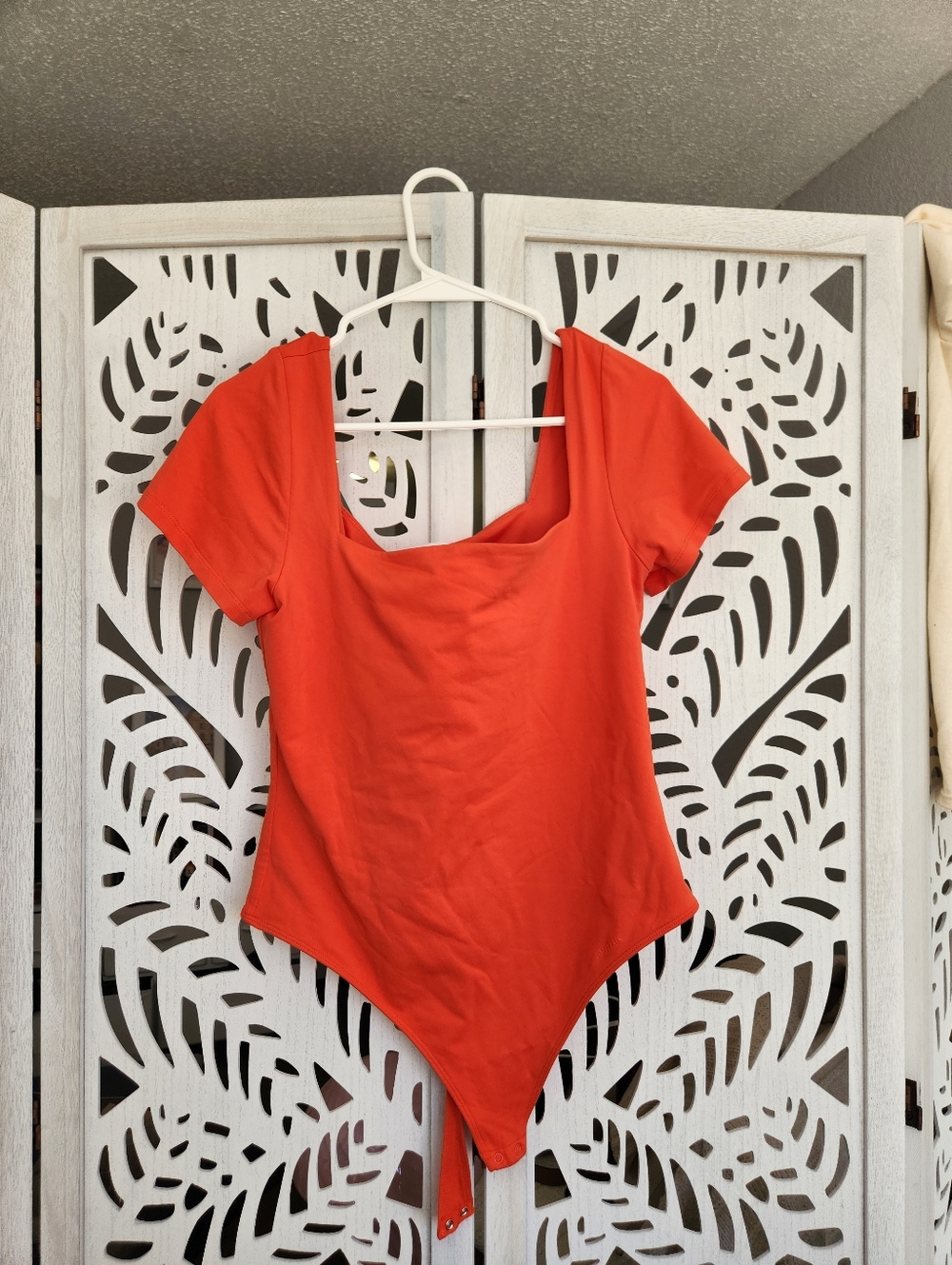 Aritiza Contour Square Neck Bodysuit in Orange - Size XL